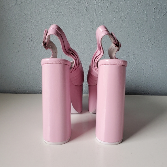 NEW Jeffrey Campbell Pink Patent ROCK-IT-2 Platform Sandals 6.5 - Picture 4 of 9